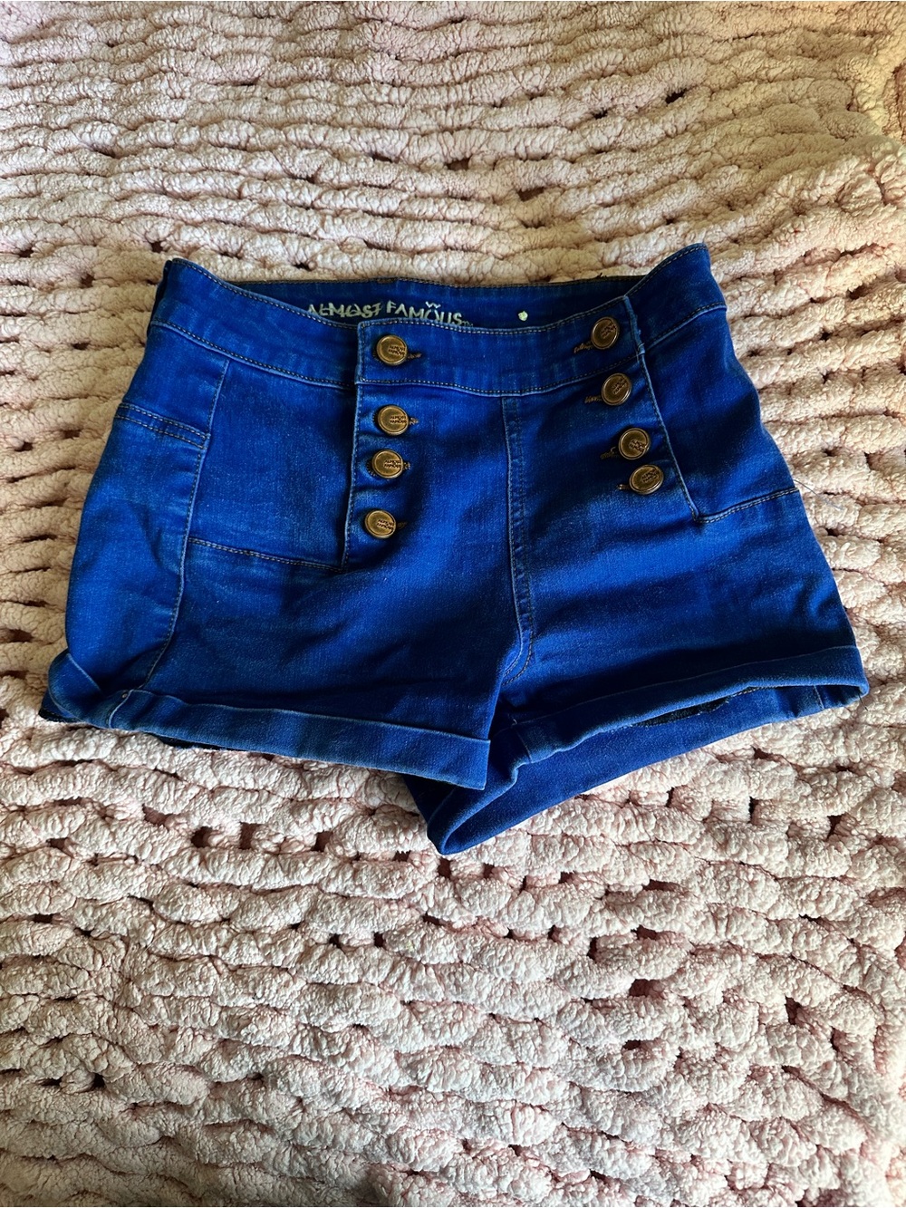 Almost Famous Royal Blue High-Waist Sailor Button Shorts